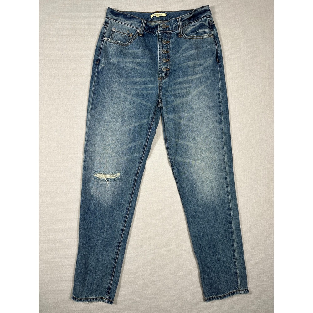 Avec Les Filles Jeans Womens 26 Blue Excellent Distressed High Rise Button Fly